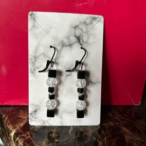 Elegant Black and Silver Beaded Earrings